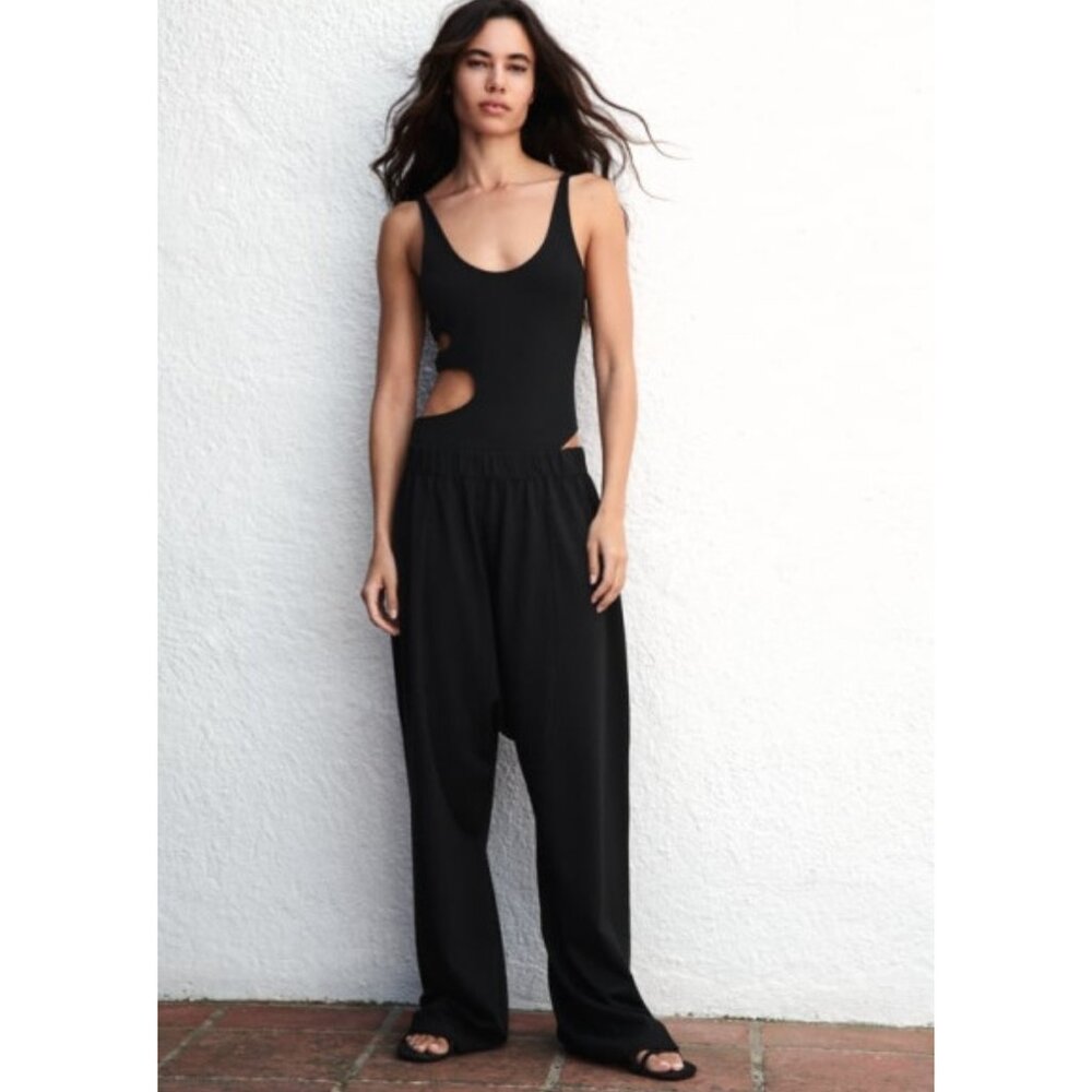 Zara Slouchy Cotton Baggy Black Pants